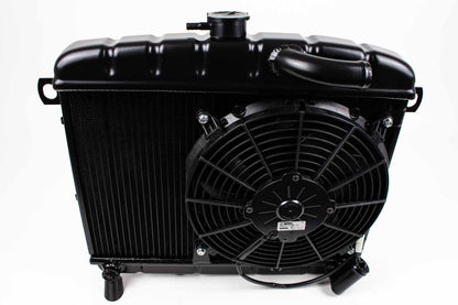 Hochleistungskühler Aluminium inkl. SPAL-Lüfter für Alfa Romeo GT Bertone 2. Serie Typ 105 – Schwarz