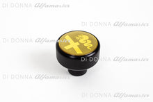 Schaltknauf Kunststoff schwarz mit goldfarbenem Emblem (geschraubt) Alfa 1300–2000 Nord