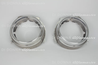 Scheinwerferringe + Scheinwerferhalter KOMPLETTSATZ Aluminium ultraleicht Alfa Romeo GTA Bertone 1. Serie Kantenhaube