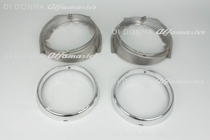 Scheinwerferringe + Scheinwerferhalter KOMPLETTSATZ Aluminium ultraleicht Alfa Romeo GTA Bertone 1. Serie Kantenhaube