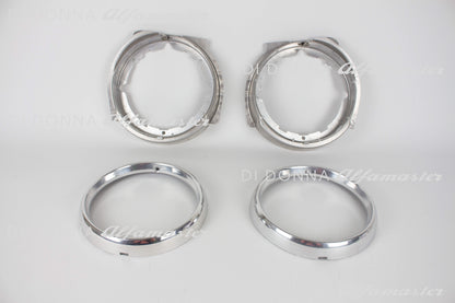 Scheinwerferringe + Scheinwerferhalter KOMPLETTSATZ Aluminium ultraleicht Alfa Romeo GTA Bertone 1. Serie Kantenhaube