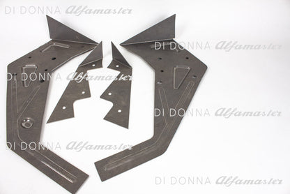 Stiffening panel for engine side wall made of high-strength steel (1200N/mm2) including embossing, suitable for all Alfa Romeo Type 105 Series 1.